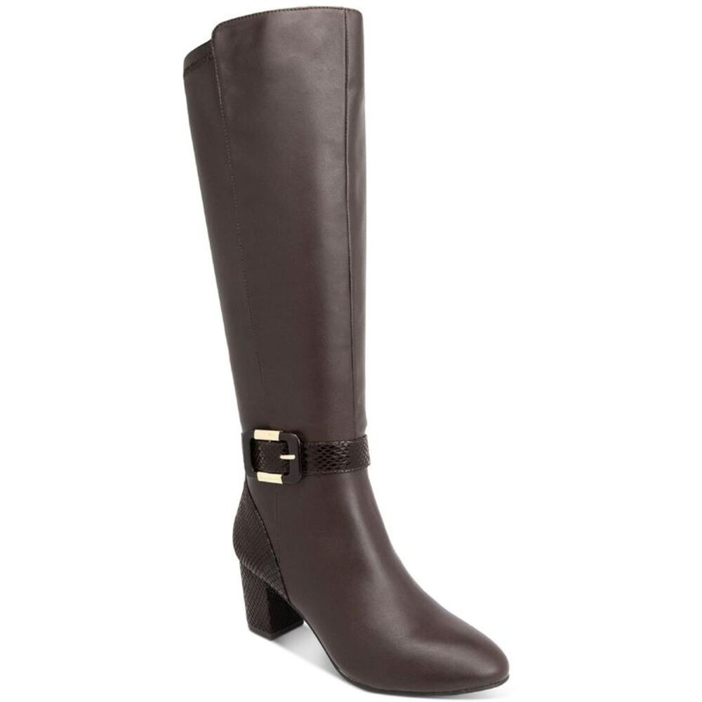 KAREN SCOTT Womens Brown Isabell Almond Toe Block Heel Zip-Up Heeled Boots 5 M